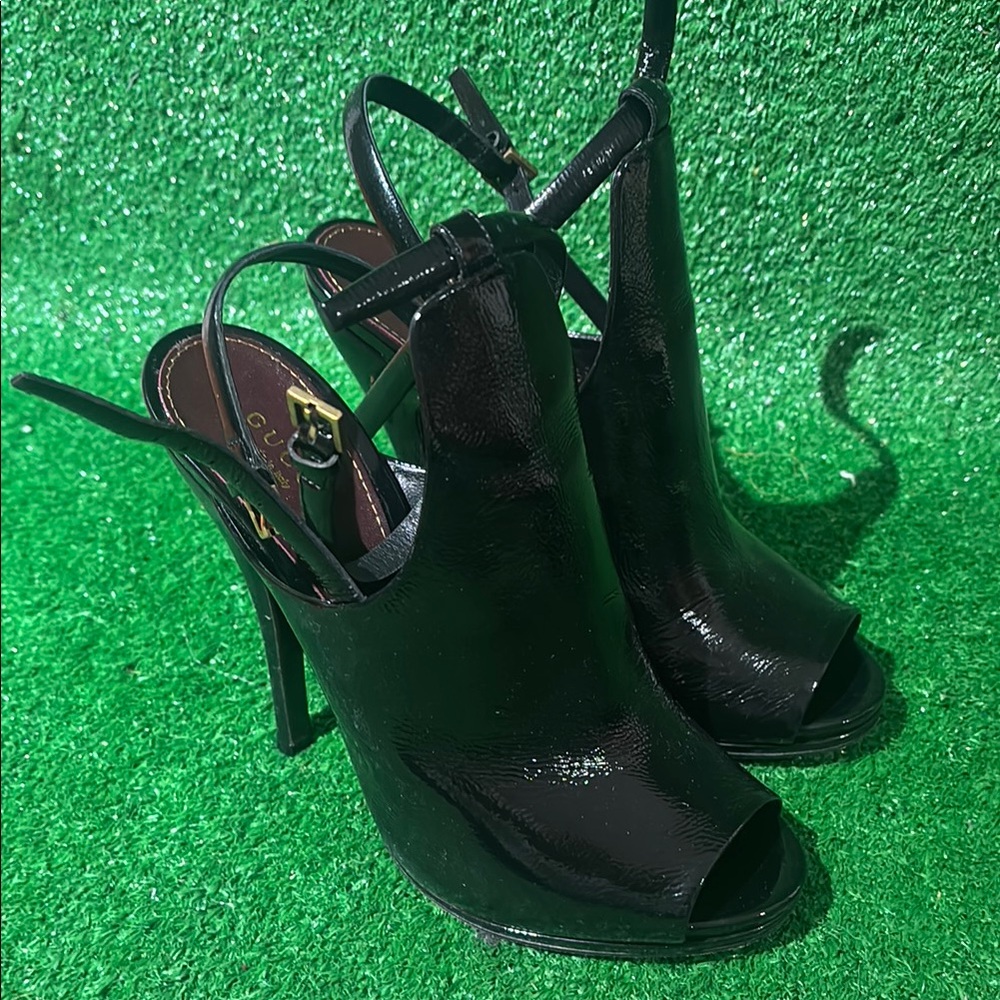 Gucci Glossy Black Slingback Heels